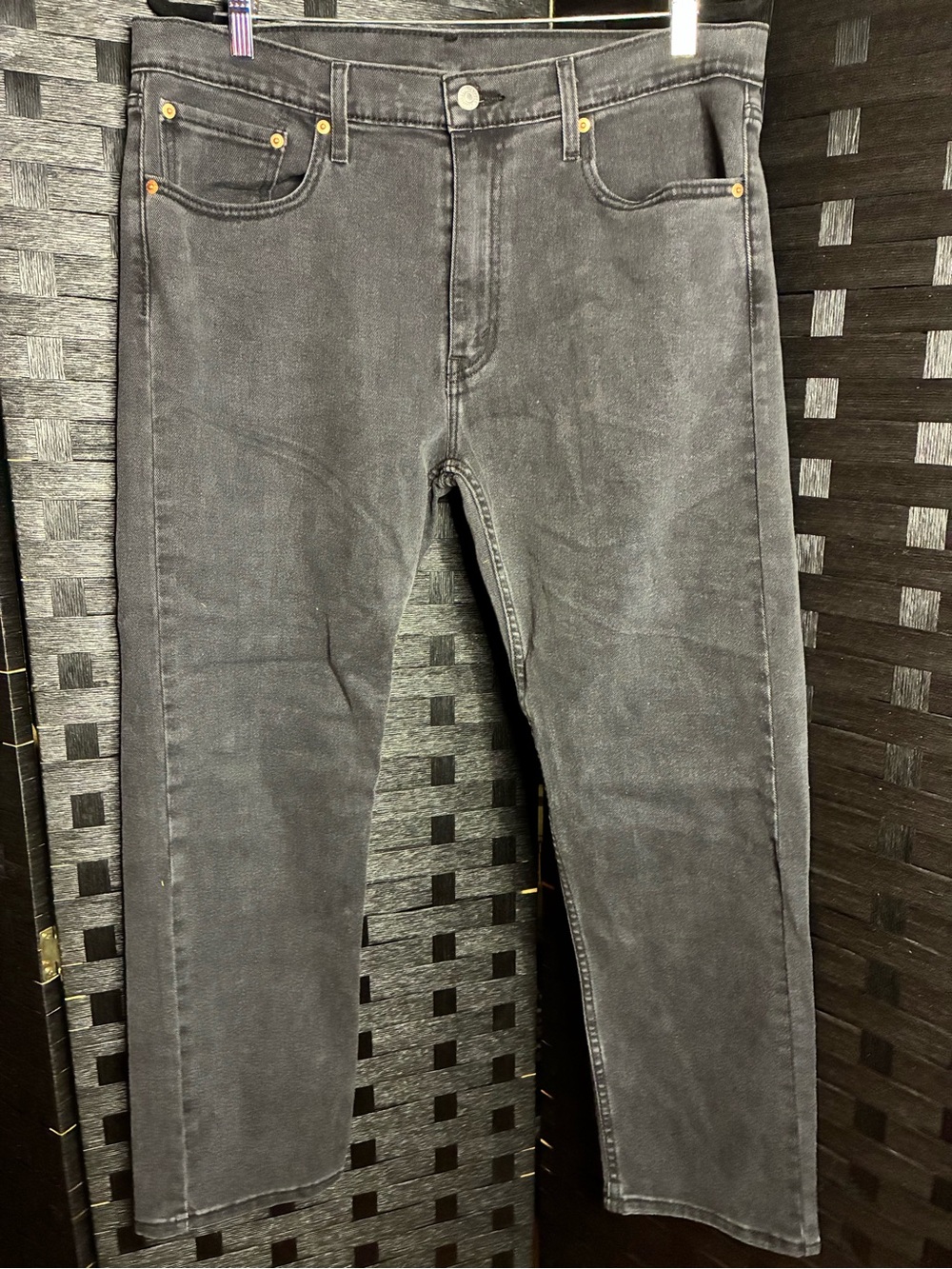 Levi's Black Denim 502 Straight Back Pocket Jeans